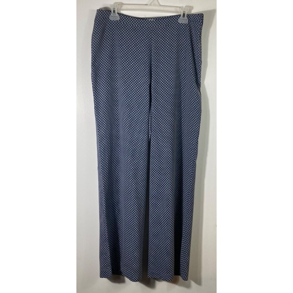 Womens Pure Collection Wide Leg‎ Silk Pants Blue White Pattern 8/10 Silk